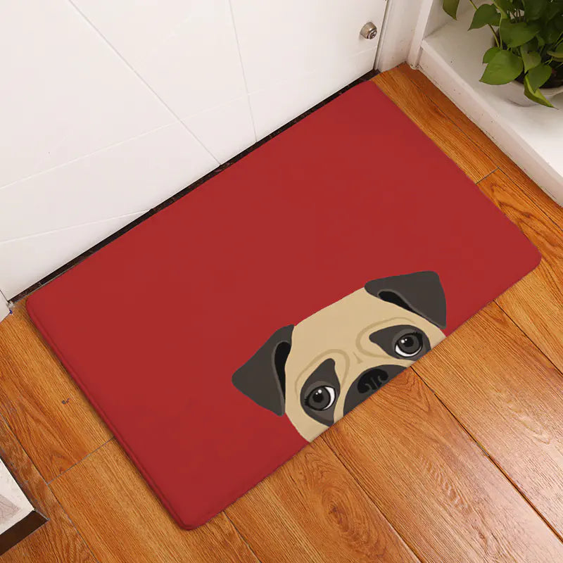 Digital Printed Flannel Door Mat for Pets, Non-Slip